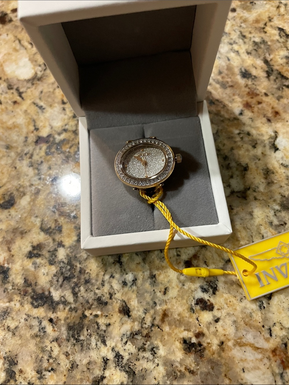 Invicta Angel Gold and Silver Crystal Watch Ring